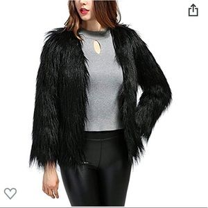 Women’s Solid Color Shaggy Faux Fur Coat Jacket